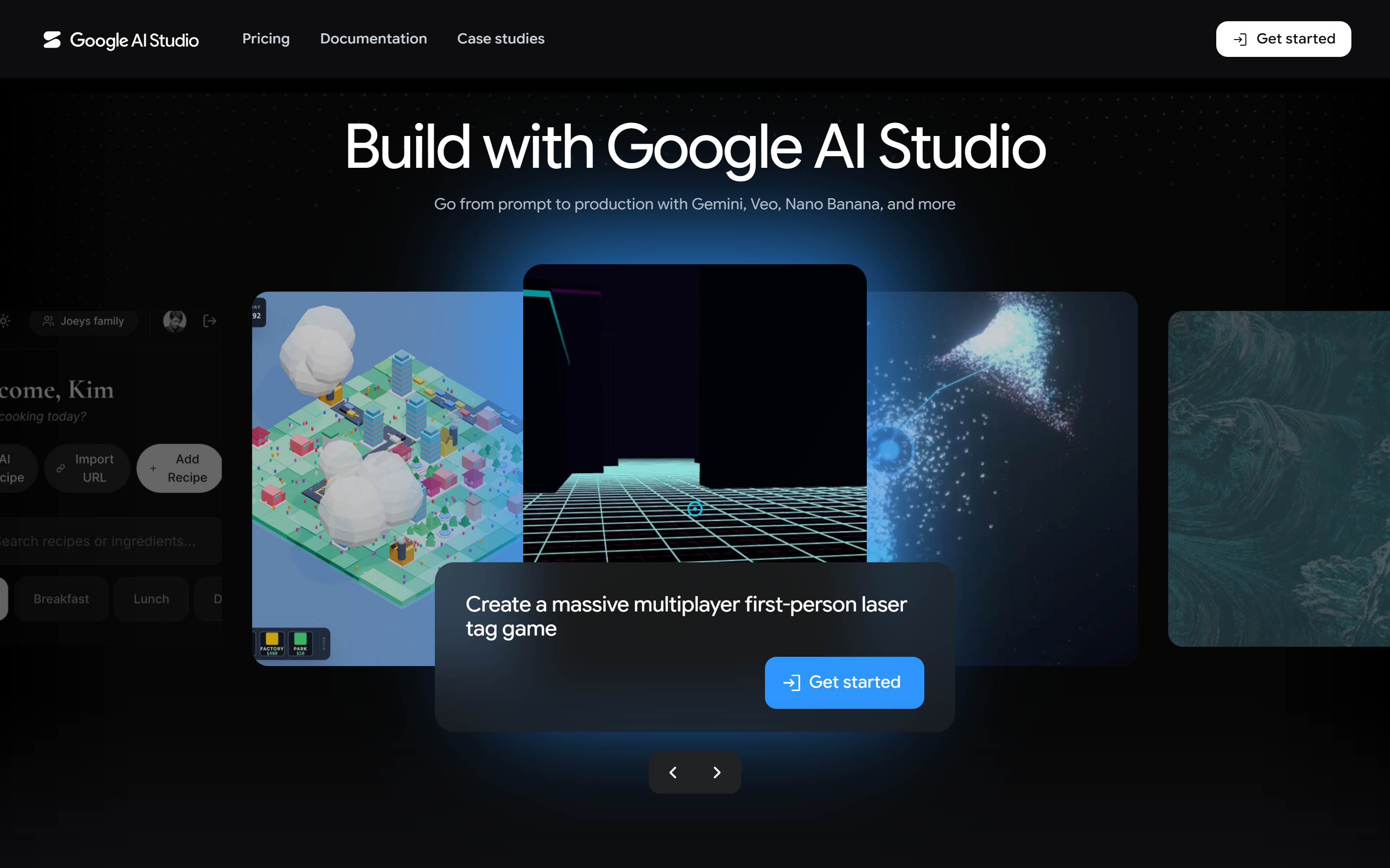 Стартовая страница Google AI Studio: модели Gemini, Veo, Nano Banana (июль 2026)